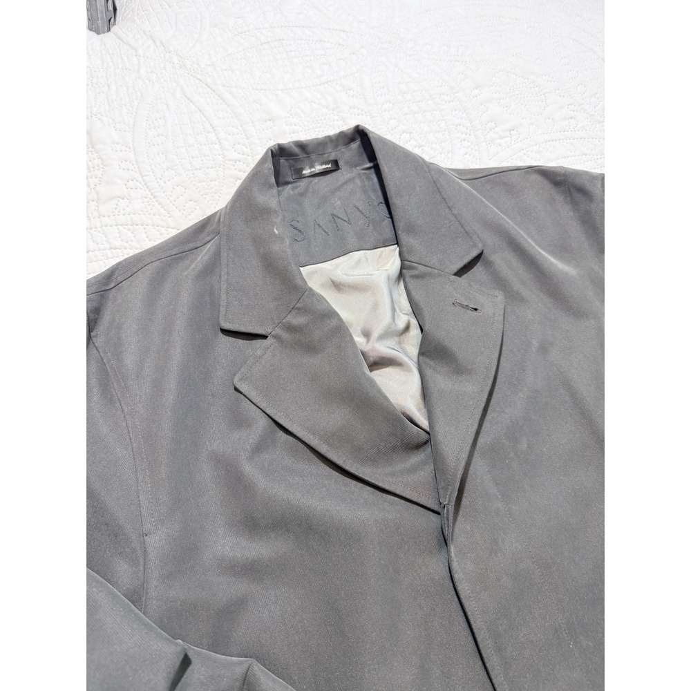 SANYO‎ Mens Gray Overcoat Trench Dress Coat Minimalist Made in Thailand 40 R
